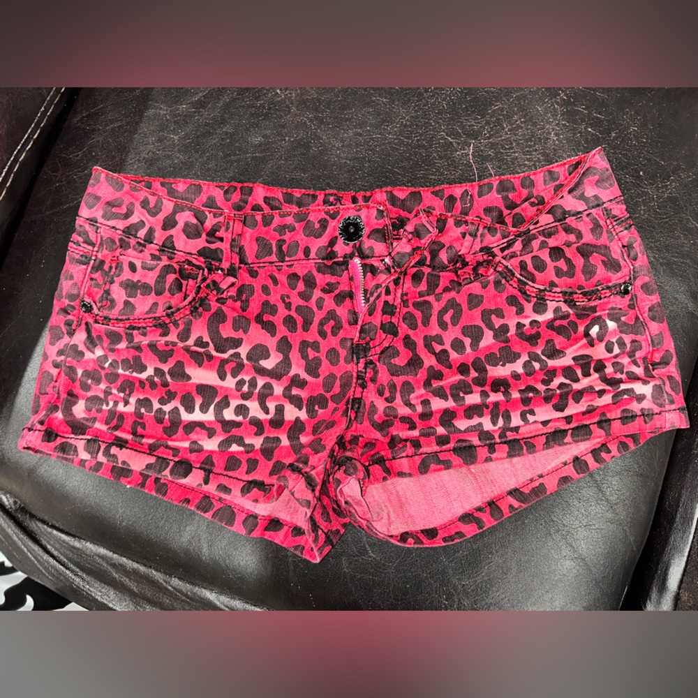 Pink Leopard Jean Low Rise Shorts